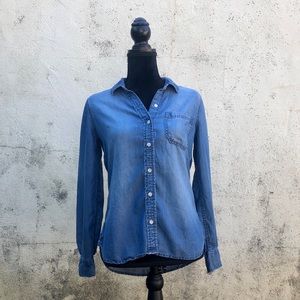 Denim button down top